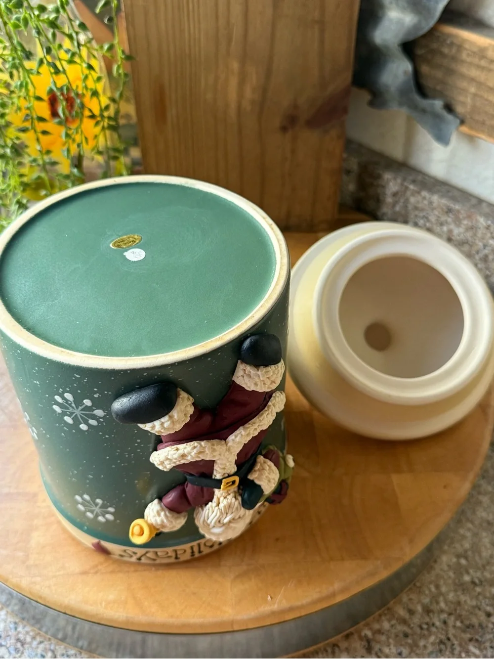 Vintage Happy Holidays Christmas Cookie Canister | Santa, Penguin & Snowman
